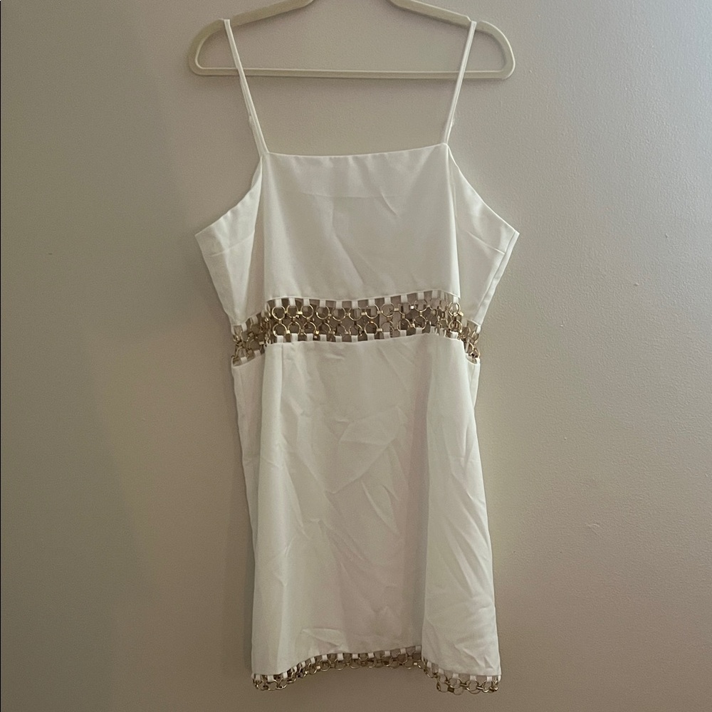 Francesca's Collections Chic White and Gold Mini Dress